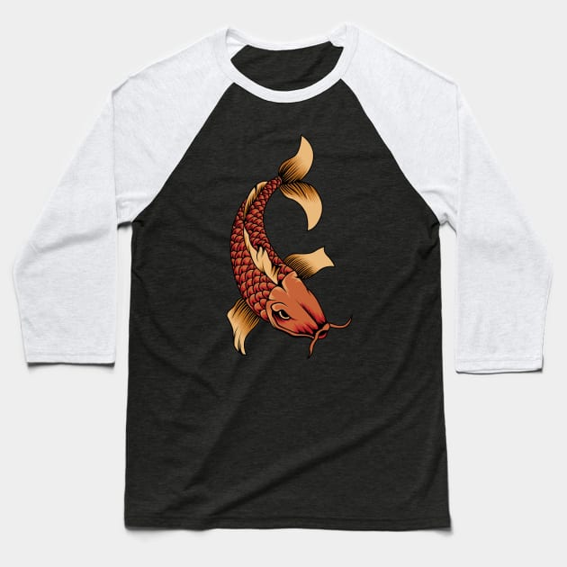 Koi Fish Drawing Baseball T-Shirt by Marciano Graphic